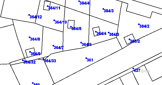 Parcela st. 364/5 v KÚ Havraň, Katastrální mapa