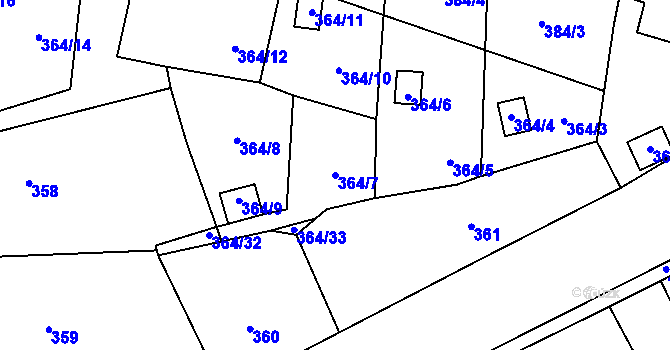 Parcela st. 364/7 v KÚ Havraň, Katastrální mapa