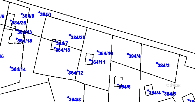 Parcela st. 364/10 v KÚ Havraň, Katastrální mapa