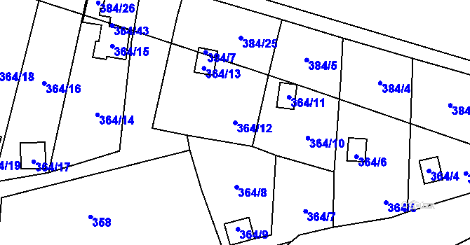 Parcela st. 364/12 v KÚ Havraň, Katastrální mapa