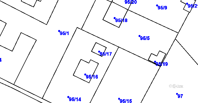 Parcela st. 95/17 v KÚ Havraň, Katastrální mapa