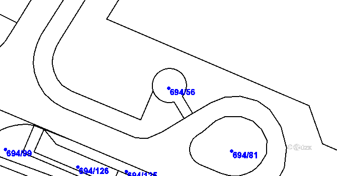 Parcela st. 694/56 v KÚ Havraň, Katastrální mapa