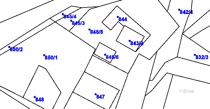 Parcela st. 845/6 v KÚ Havraň, Katastrální mapa