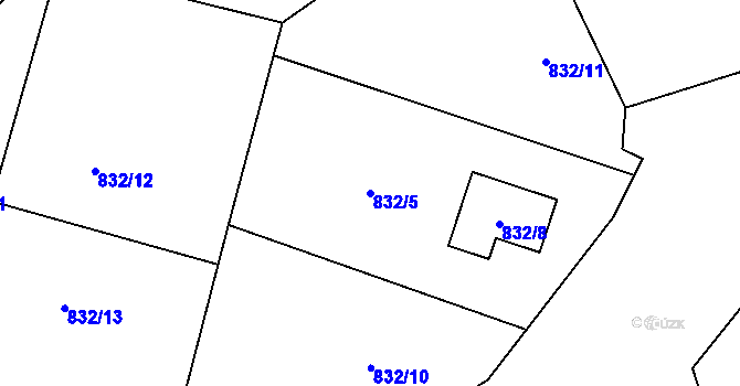 Parcela st. 832/5 v KÚ Havraň, Katastrální mapa