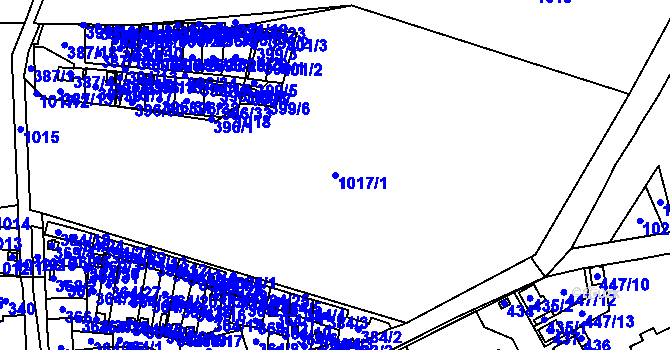 Parcela st. 1017/1 v KÚ Havraň, Katastrální mapa