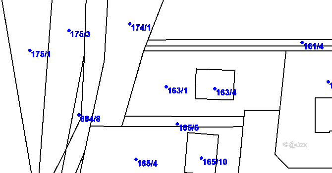 Parcela st. 163/1 v KÚ Havraň, Katastrální mapa