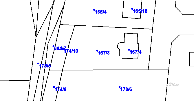 Parcela st. 167/3 v KÚ Havraň, Katastrální mapa