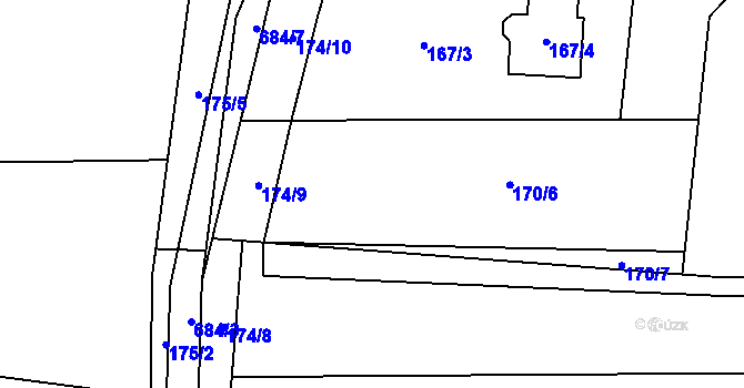 Parcela st. 170/5 v KÚ Havraň, Katastrální mapa
