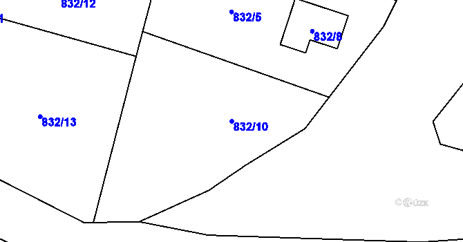 Parcela st. 832/10 v KÚ Havraň, Katastrální mapa