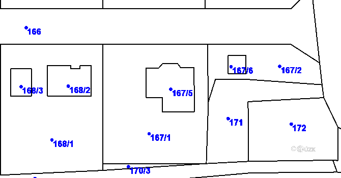 Parcela st. 167/5 v KÚ Havraň, Katastrální mapa