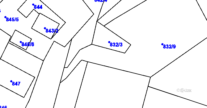 Parcela st. 832/14 v KÚ Havraň, Katastrální mapa