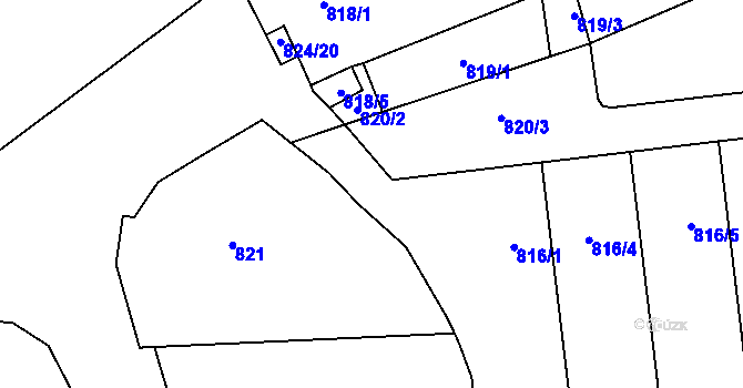 Parcela st. 824/19 v KÚ Havraň, Katastrální mapa