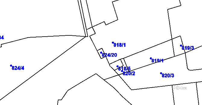 Parcela st. 824/20 v KÚ Havraň, Katastrální mapa