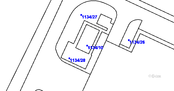 Parcela st. 1134/10 v KÚ Havraň, Katastrální mapa