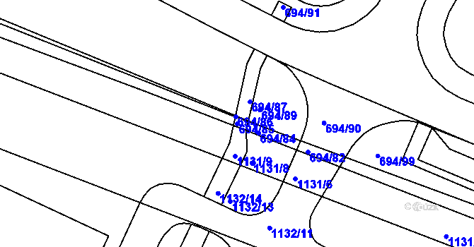Parcela st. 694/85 v KÚ Havraň, Katastrální mapa