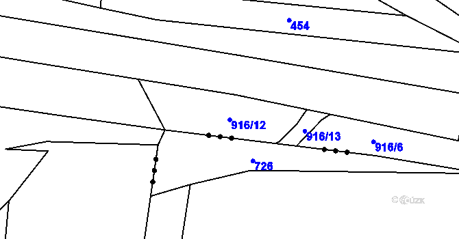 Parcela st. 916/12 v KÚ Havraň, Katastrální mapa