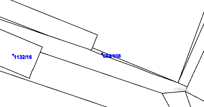 Parcela st. 694/108 v KÚ Havraň, Katastrální mapa