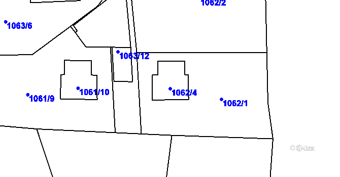 Parcela st. 1062/4 v KÚ Havraň, Katastrální mapa