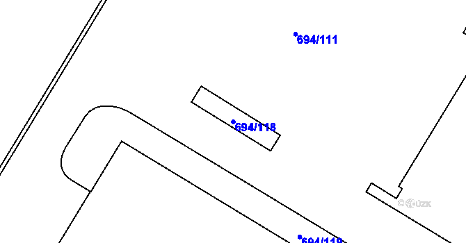 Parcela st. 694/118 v KÚ Havraň, Katastrální mapa