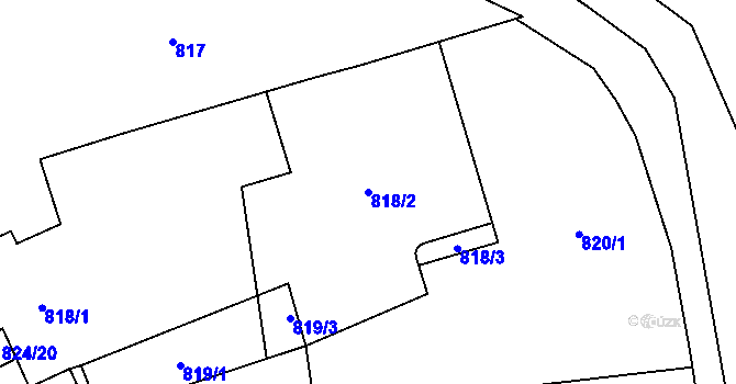 Parcela st. 818/2 v KÚ Havraň, Katastrální mapa
