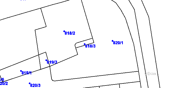 Parcela st. 818/3 v KÚ Havraň, Katastrální mapa