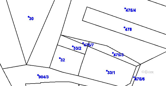 Parcela st. 475/7 v KÚ Havraň, Katastrální mapa