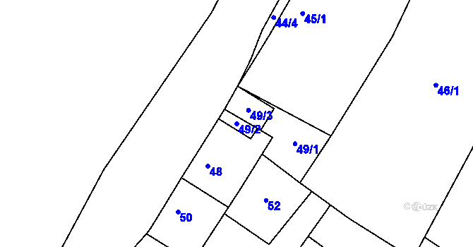 Parcela st. 49/2 v KÚ Havraň, Katastrální mapa
