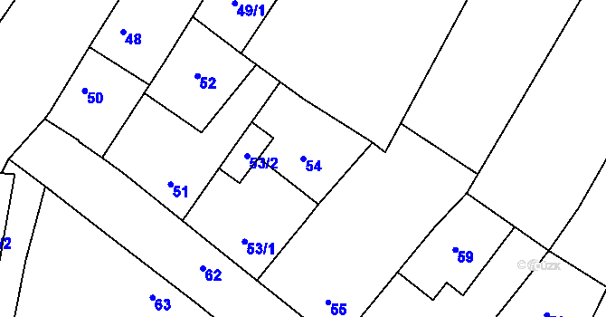 Parcela st. 54 v KÚ Havraň, Katastrální mapa