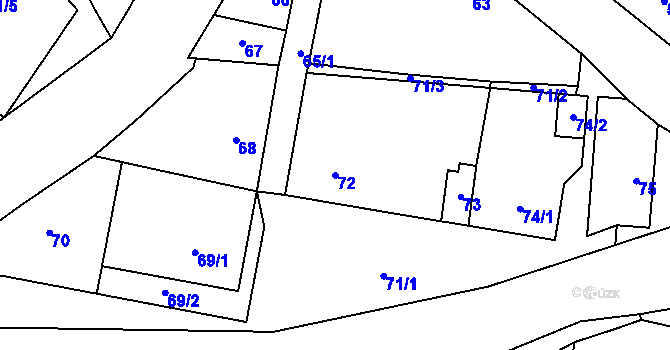 Parcela st. 72 v KÚ Havraň, Katastrální mapa