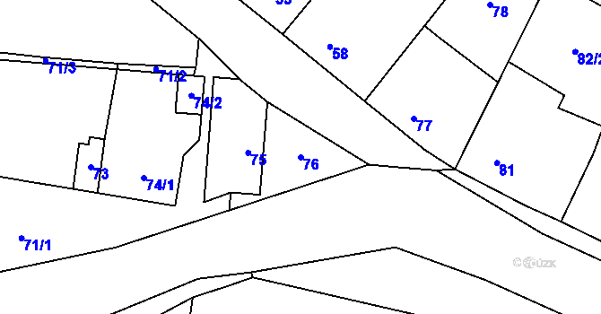 Parcela st. 76 v KÚ Havraň, Katastrální mapa