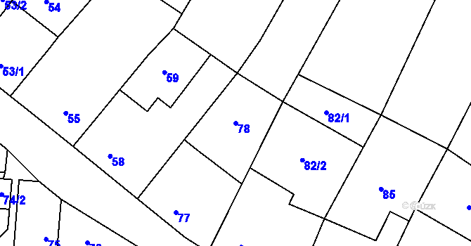Parcela st. 78 v KÚ Havraň, Katastrální mapa