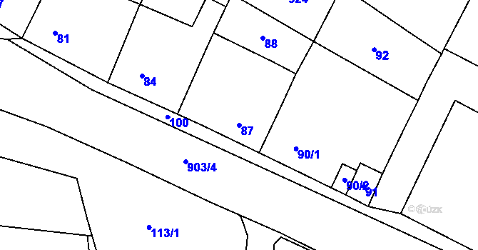 Parcela st. 87 v KÚ Havraň, Katastrální mapa