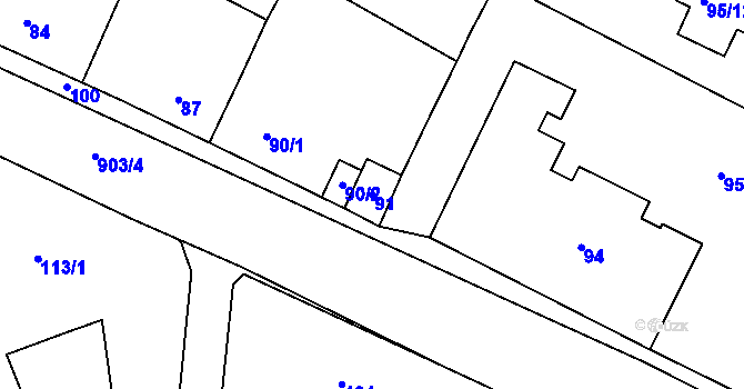 Parcela st. 91 v KÚ Havraň, Katastrální mapa