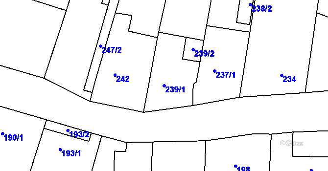 Parcela st. 239/1 v KÚ Havraň, Katastrální mapa