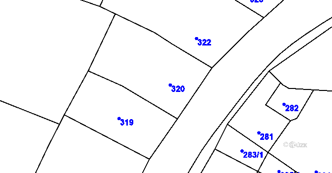 Parcela st. 320 v KÚ Havraň, Katastrální mapa