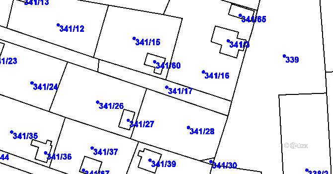 Parcela st. 341/17 v KÚ Havraň, Katastrální mapa