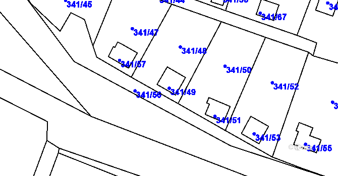 Parcela st. 341/49 v KÚ Havraň, Katastrální mapa