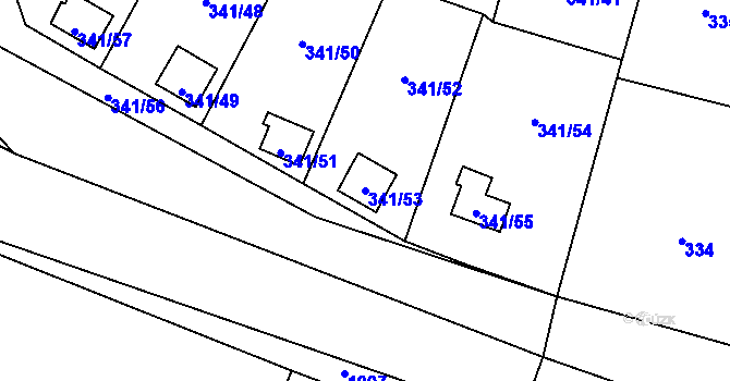 Parcela st. 341/53 v KÚ Havraň, Katastrální mapa