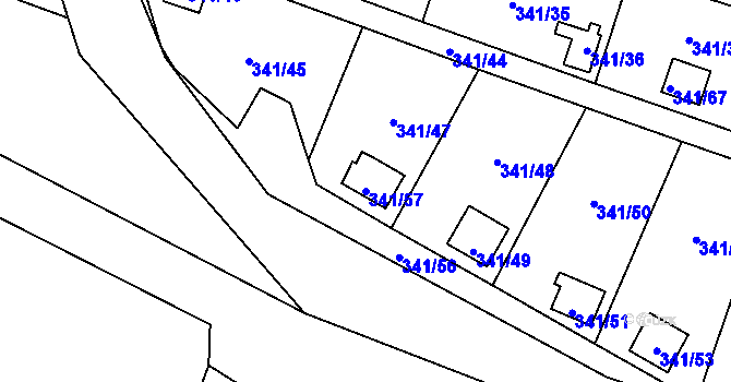Parcela st. 341/57 v KÚ Havraň, Katastrální mapa