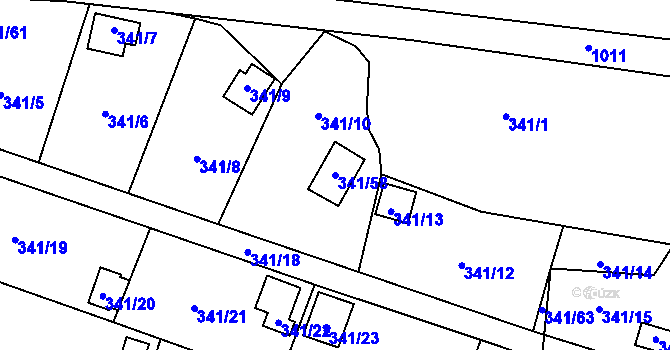 Parcela st. 341/58 v KÚ Havraň, Katastrální mapa