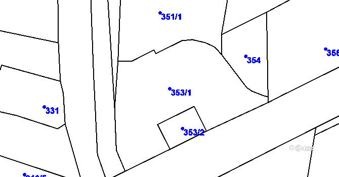 Parcela st. 353/1 v KÚ Havraň, Katastrální mapa