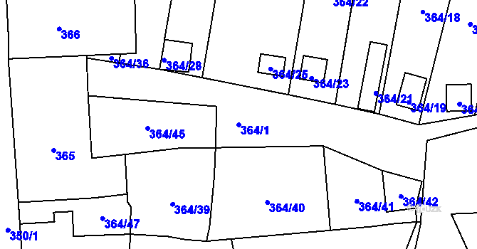 Parcela st. 364/1 v KÚ Havraň, Katastrální mapa