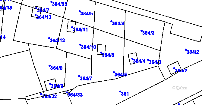 Parcela st. 364/6 v KÚ Havraň, Katastrální mapa