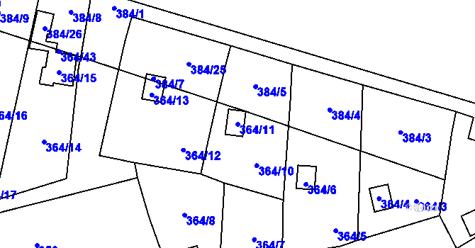 Parcela st. 364/11 v KÚ Havraň, Katastrální mapa