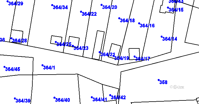 Parcela st. 364/21 v KÚ Havraň, Katastrální mapa