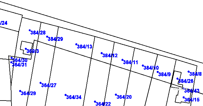 Parcela st. 384/12 v KÚ Havraň, Katastrální mapa