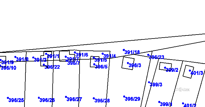 Parcela st. 391/4 v KÚ Havraň, Katastrální mapa