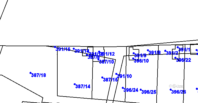 Parcela st. 391/12 v KÚ Havraň, Katastrální mapa