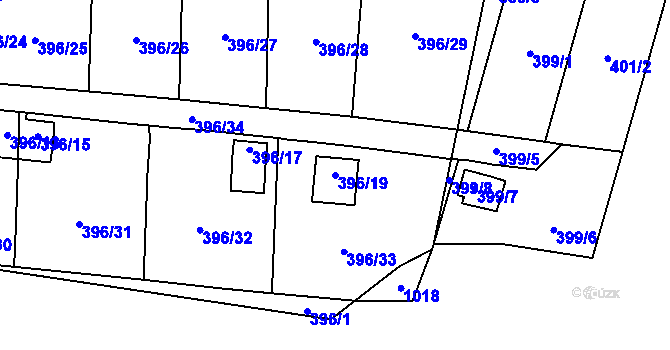 Parcela st. 396/19 v KÚ Havraň, Katastrální mapa