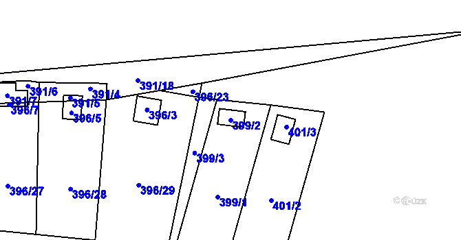 Parcela st. 399/2 v KÚ Havraň, Katastrální mapa